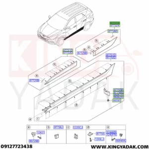 فلاپ درب عقب چپ توسان ix35 هیوندای مدل 2010 تا 2015 – شماره فنی 87731-2 7 تصویر شماتیک فلاپ درب عقب چپ هیوندای توسان ix35 از نرمافزار قطعات هیوندای، شماره فنی 87731-2S000
